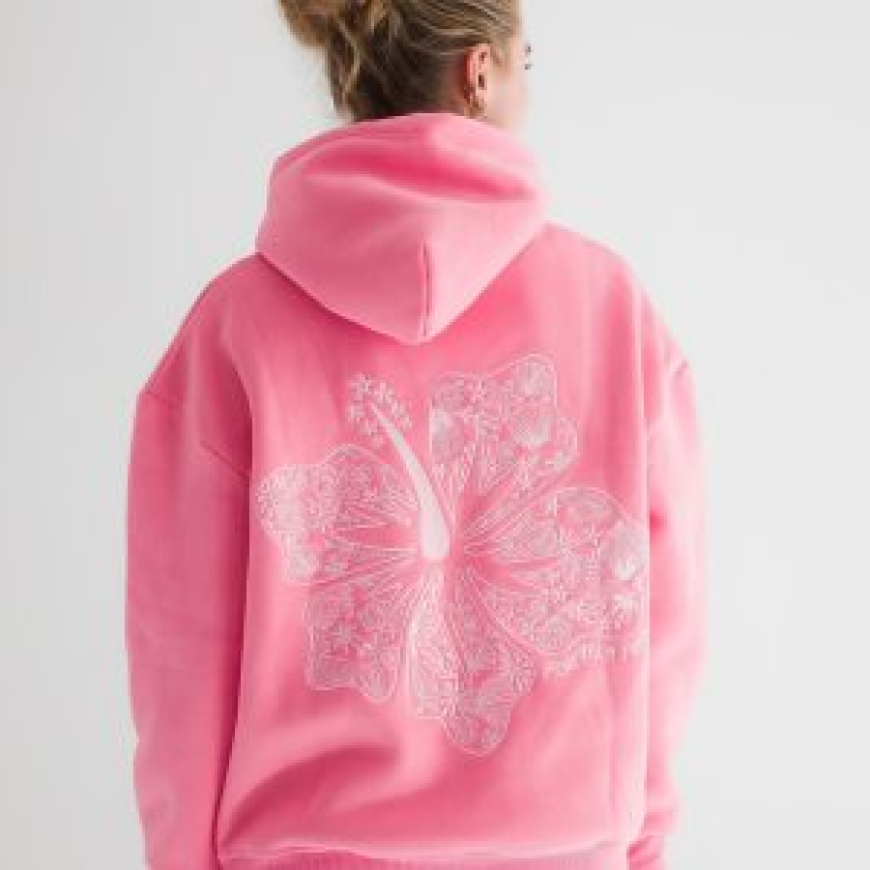Experience Soft Comfort And Style With The Pink Palm Puff Hoodie Today