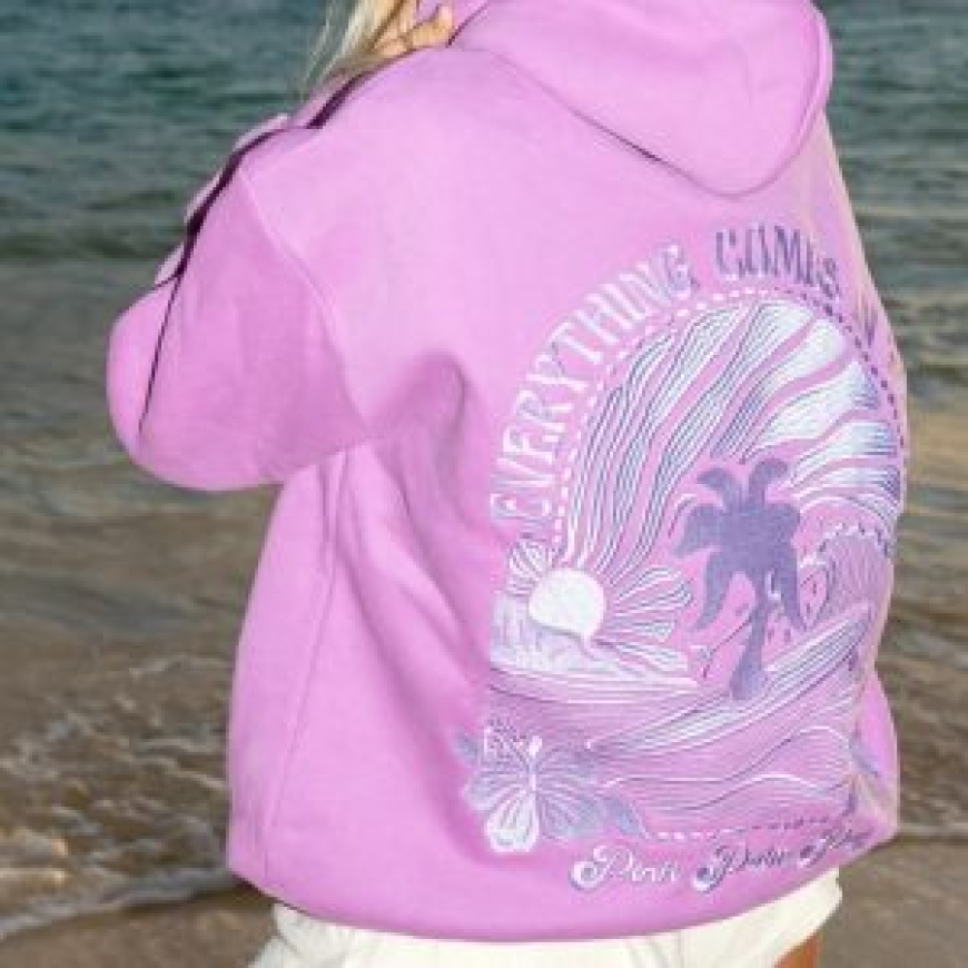 Pink Palm Puff Hoodies for Pet Lovers