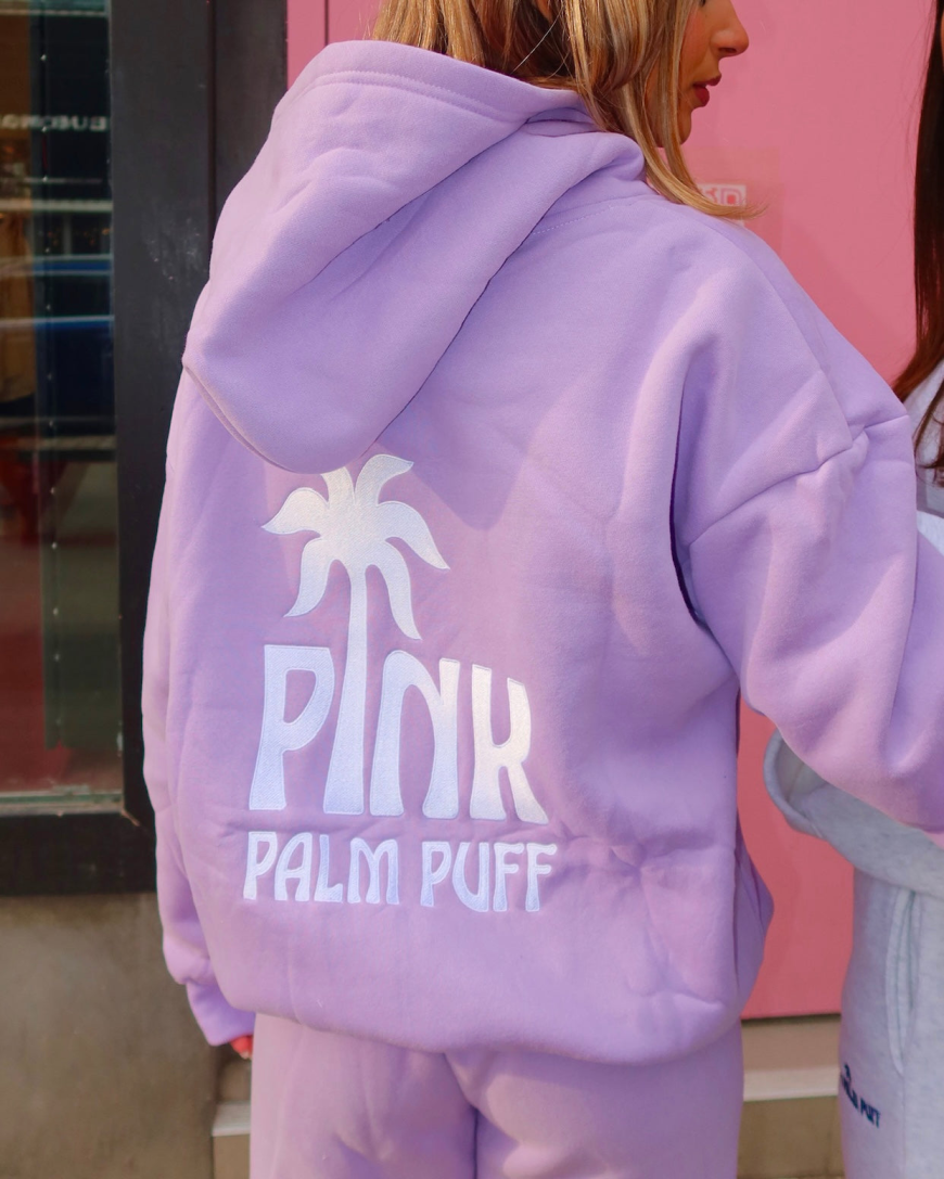Shop The Latest pink palm puff hoodie