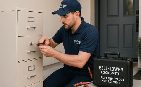 How to Replace a File Cabinet Lock in a Home Office Setup In Bellflower?