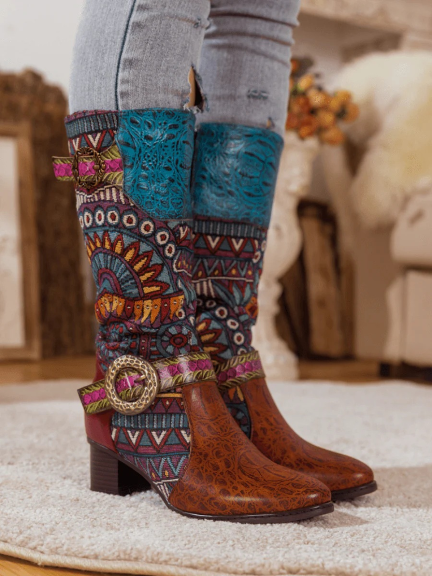 Unique Fashion Statement: How to Rock Patchwork Knee High Boots