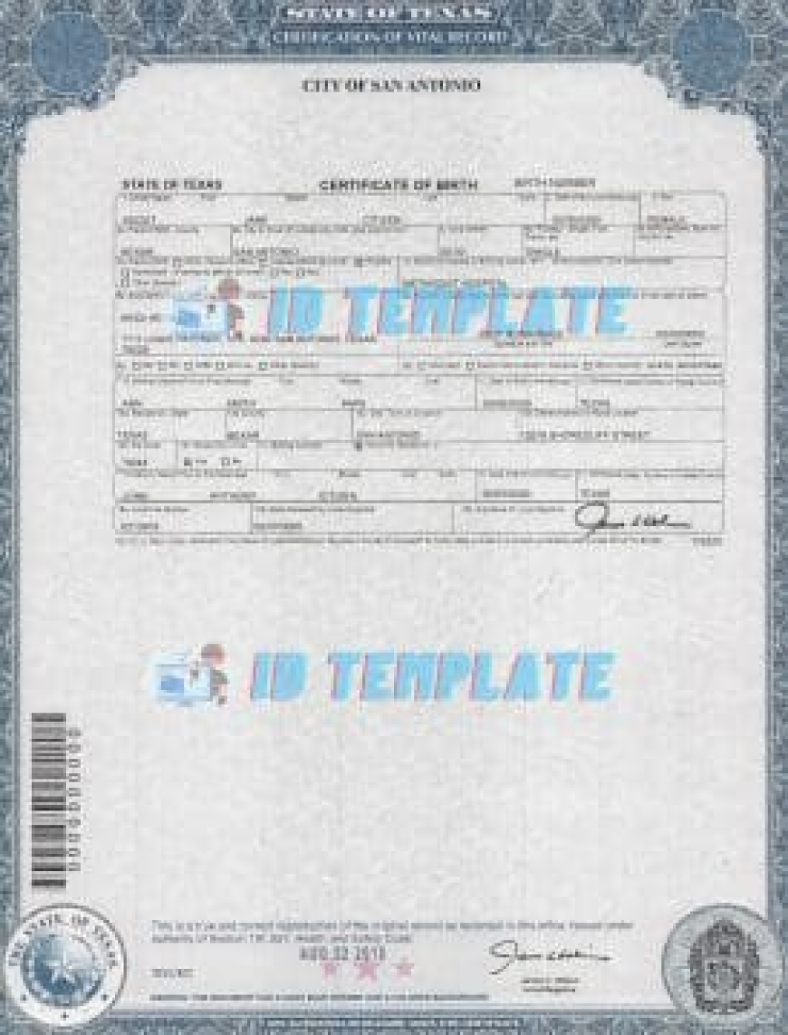 Blank Texas Birth Certificate and Death Certificate Template