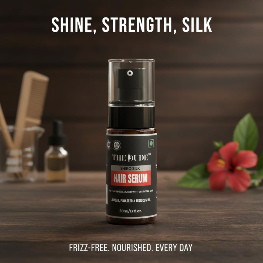 Best Hair Serum for Men: Achieve Smooth, Frizz-Free & Shiny Hair with Jojoba, Flaxseed & Hibiscus Power