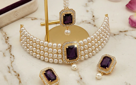Purple Pearl Necklace Set – A Royal Touch of Elegance