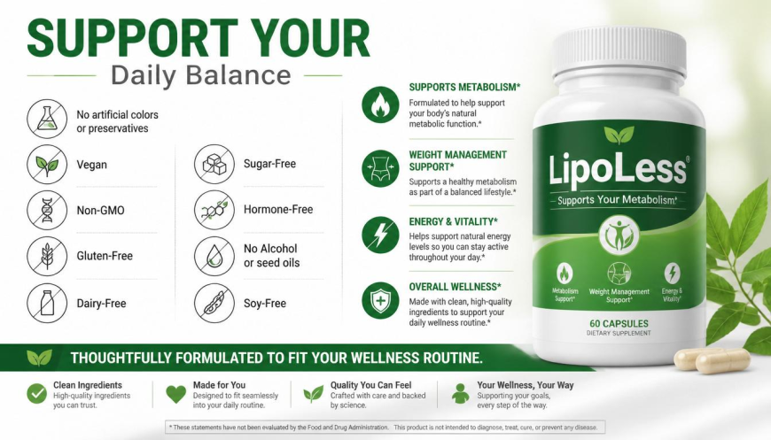 LipoLess Natural Metabolism Support for Balanced Weight Management