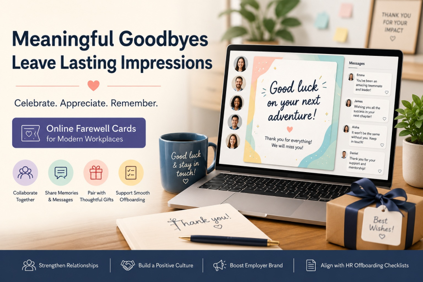 Online Farewell Cards for Remote Teams, Employee Recognition, and HR Offboarding