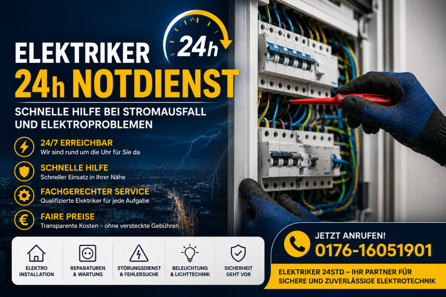 Elektriker 24h Notdienst – Schnelle Hilfe bei Stromausfall und Elektroproblemen