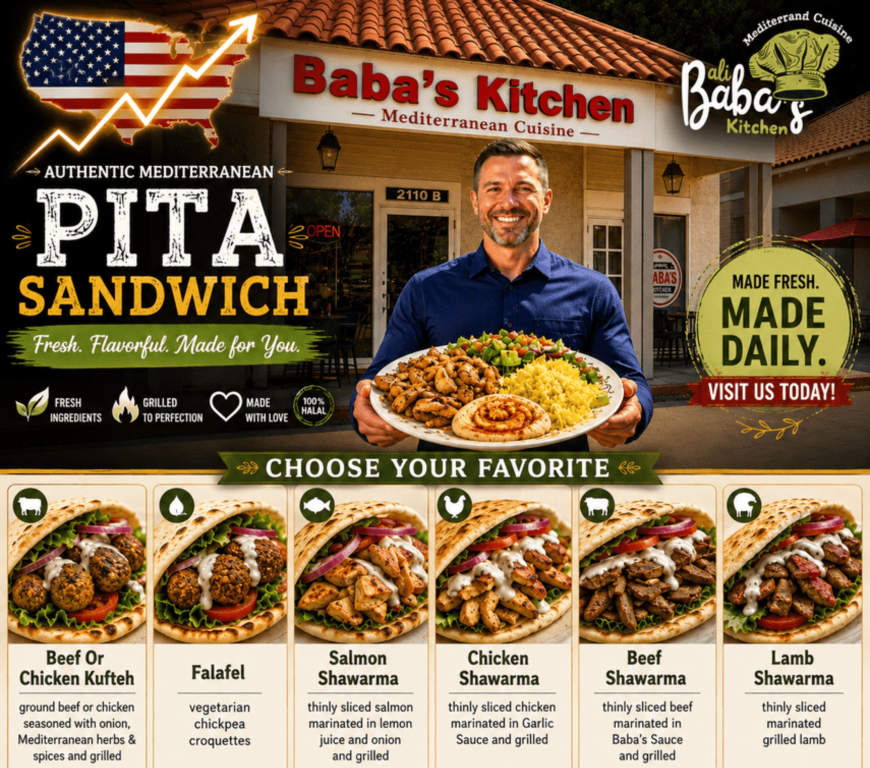 Pita Sandwiches: A Delicious Mediterranean Favorite at Baba’s Kitchen