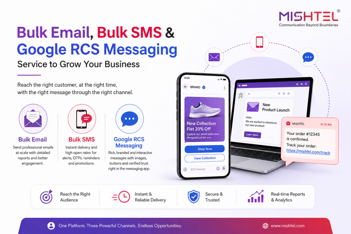 Bulk Email, Bulk SMS and Google RCS Messaging Service to Grow Your Business