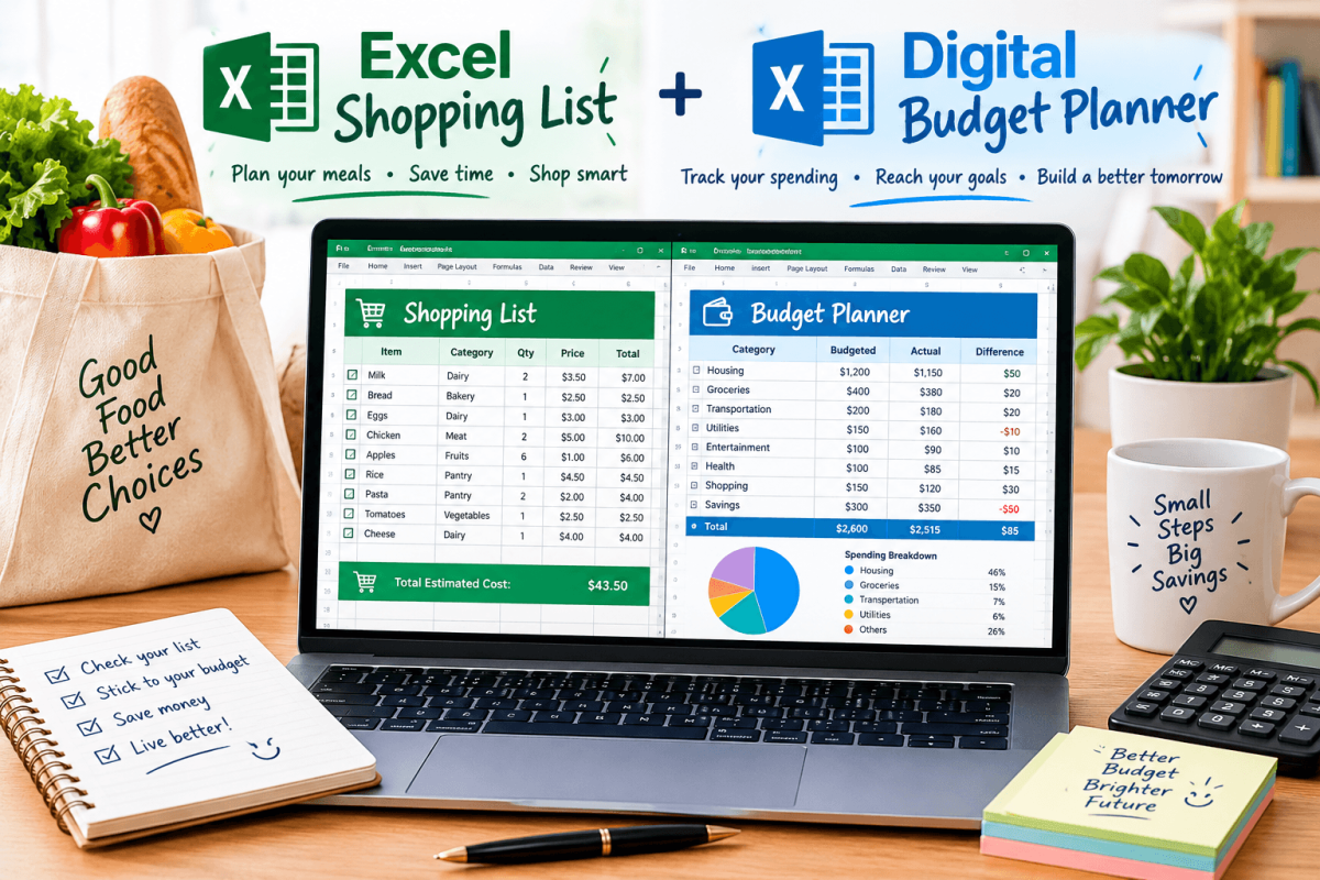 Excel Shopping List and Digital Budget Planner Guide